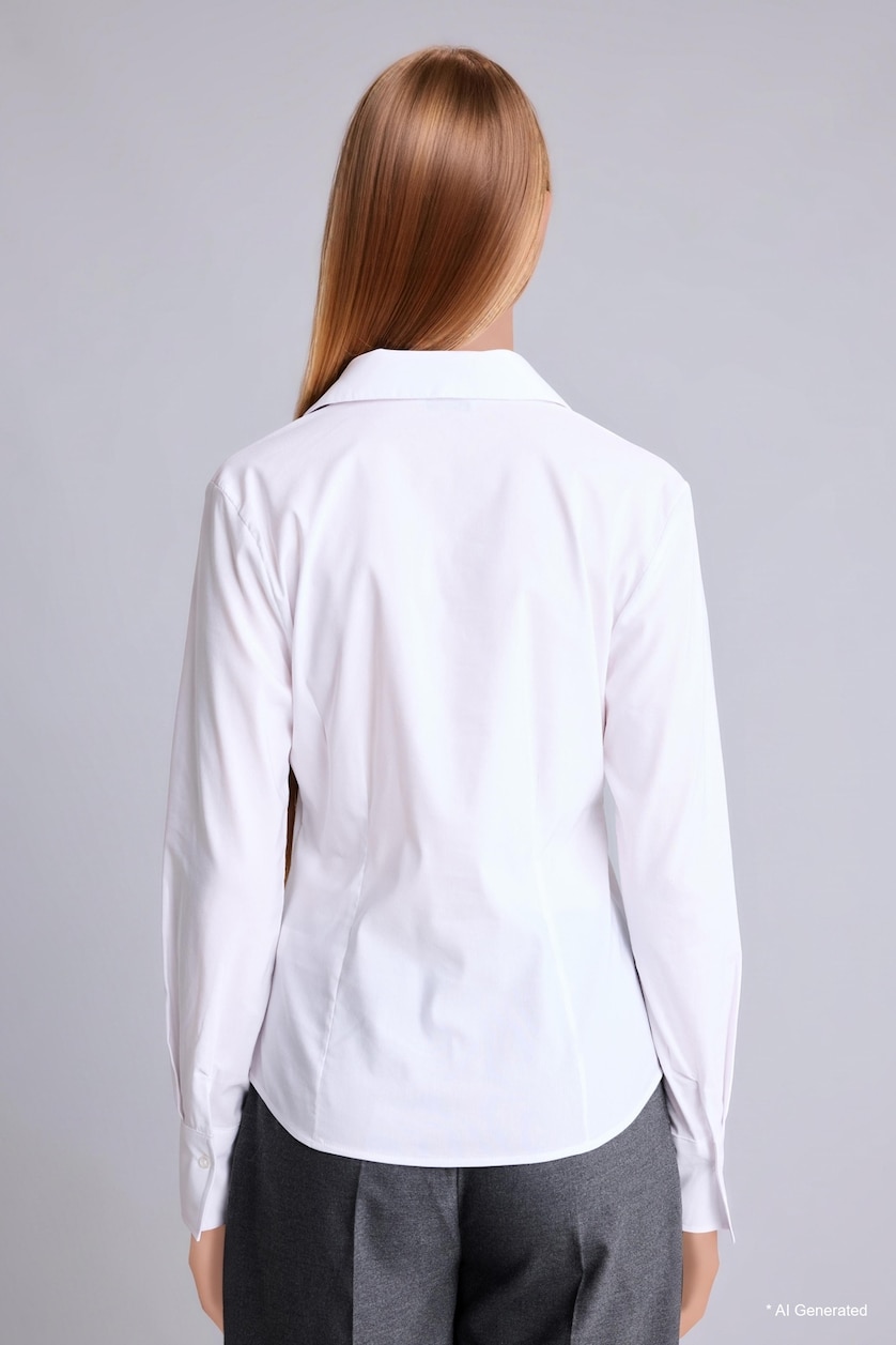 WOMAN VIOLET WHITE Slim Fit Shirt Collar Long Sleeve Shirt