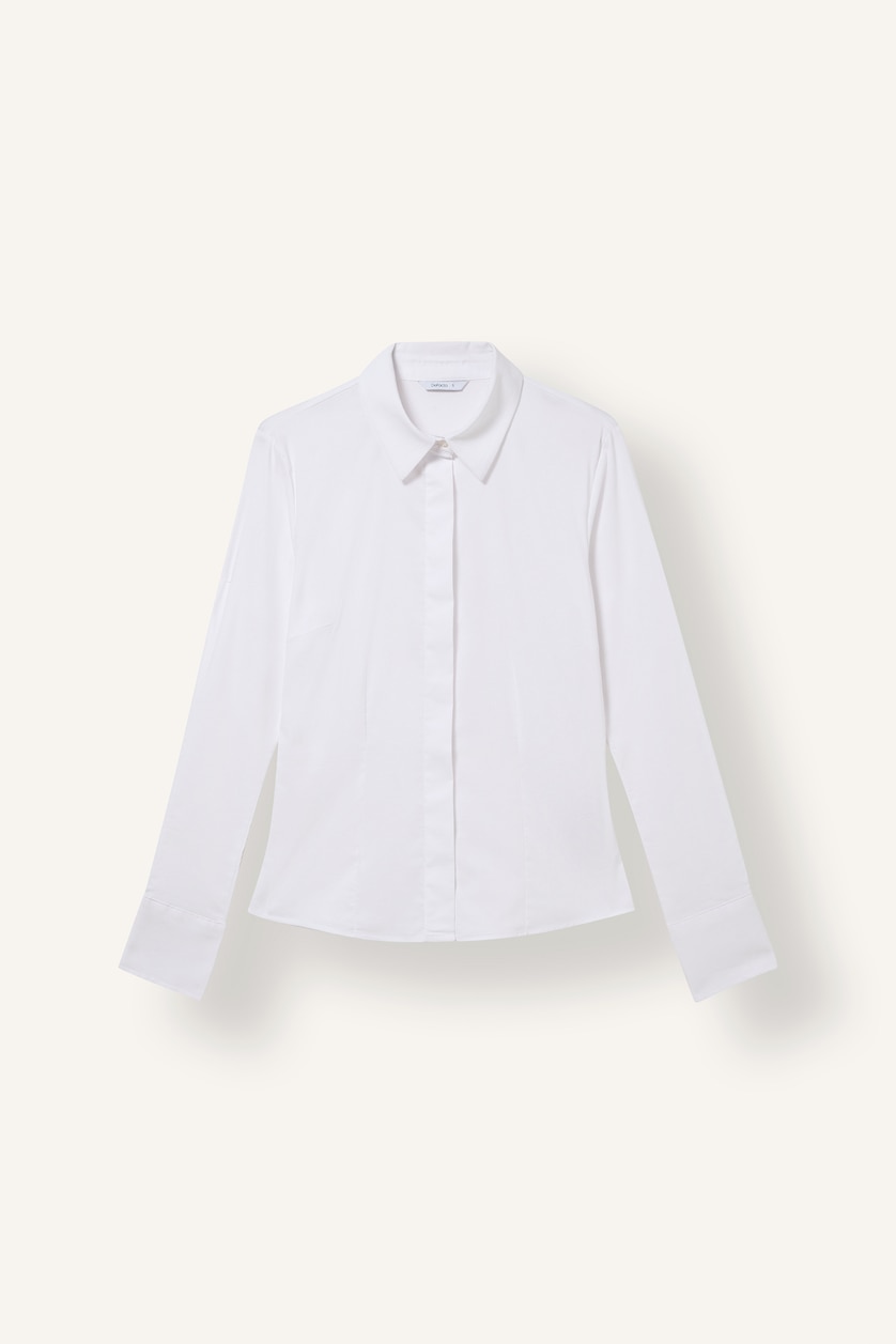 WOMAN VIOLET WHITE Slim Fit Shirt Collar Long Sleeve Shirt