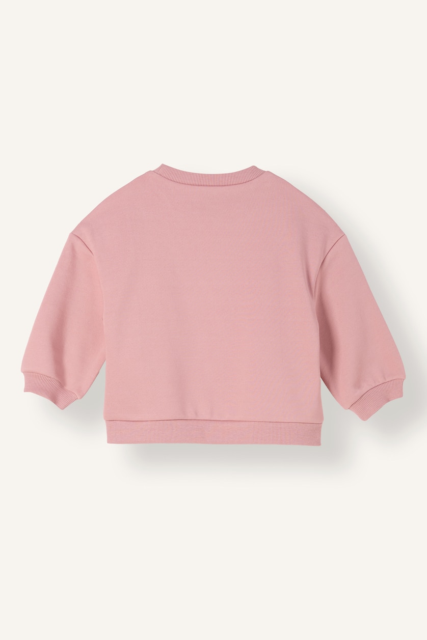 Kız Bebek Gülkurusu Çiçekli İçi Yumuşak Tüylü Sweatshirt Kız Bebek