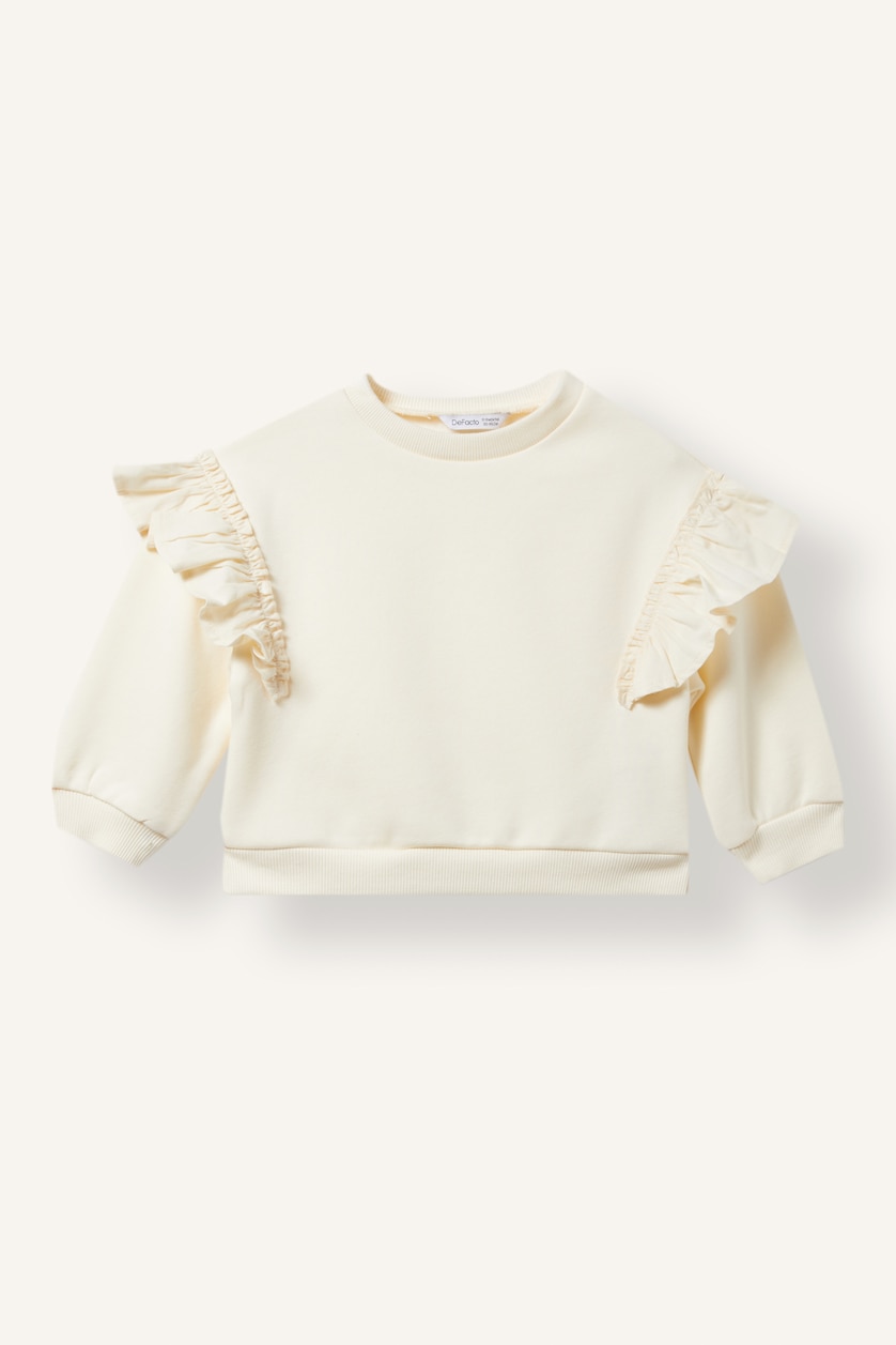 Baby Girls Ecru Woman Regular Fit Crew Neck Sweatshirt