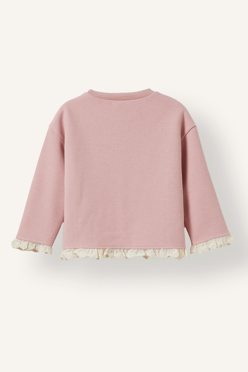 Kız Bebek Gülkurusu Regular Fıt Çiçekli Sweatshirt Kız Bebek