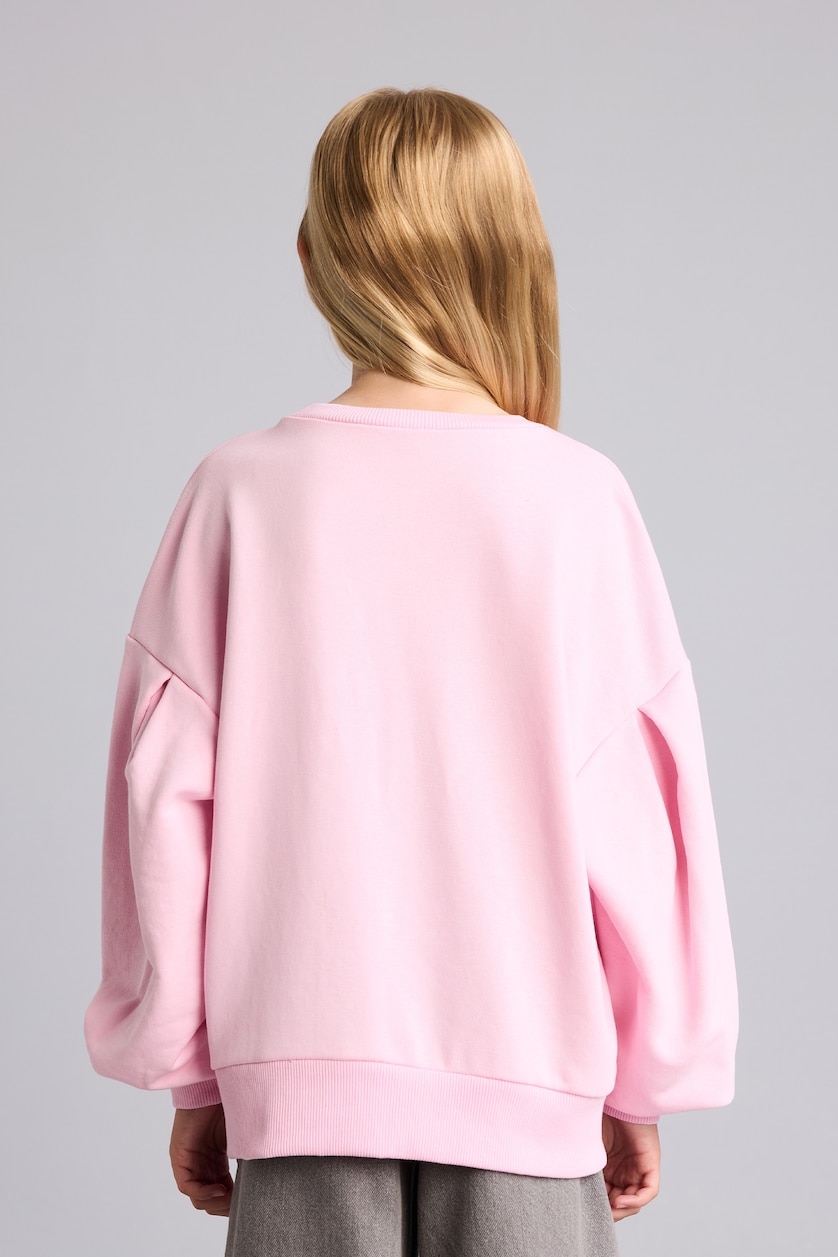 بنات زهري سويت شيرت بناتي بطبعة شعار قصة عادية