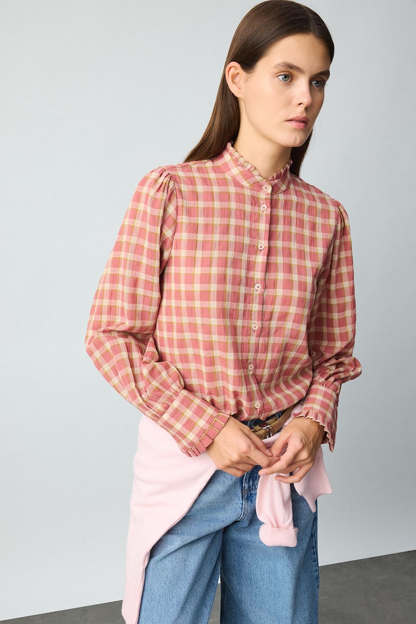 Woman Rose Regular Fit Flanel Long Sleeve Shirt