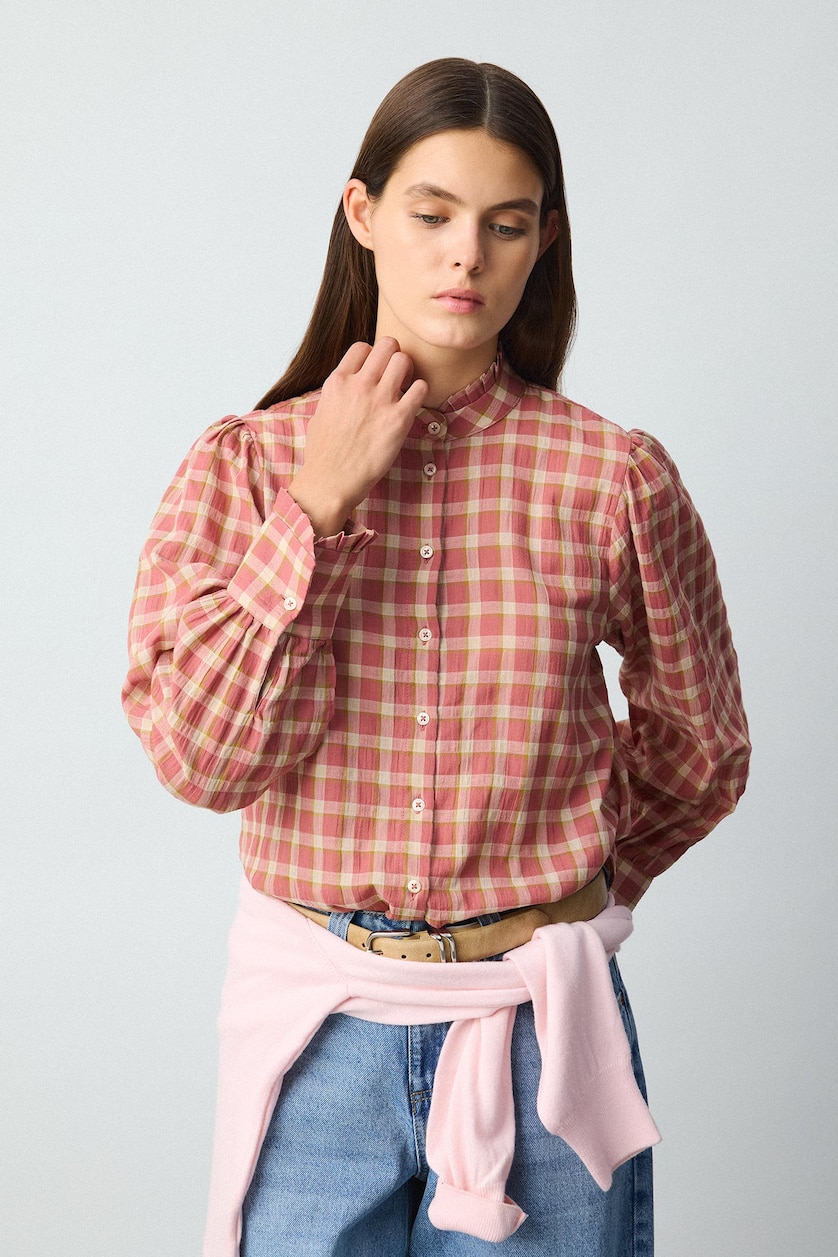 Woman Rose Regular Fit Flanel Long Sleeve Shirt