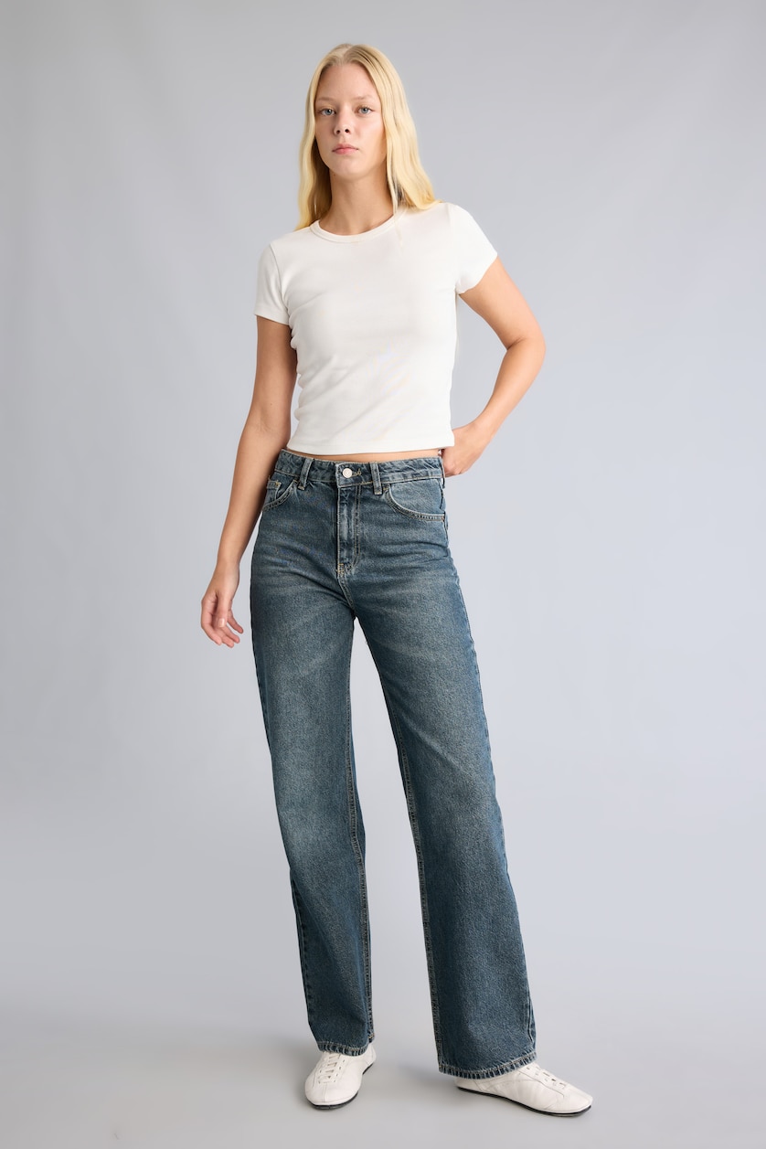 Women Blue High Waist Trousers