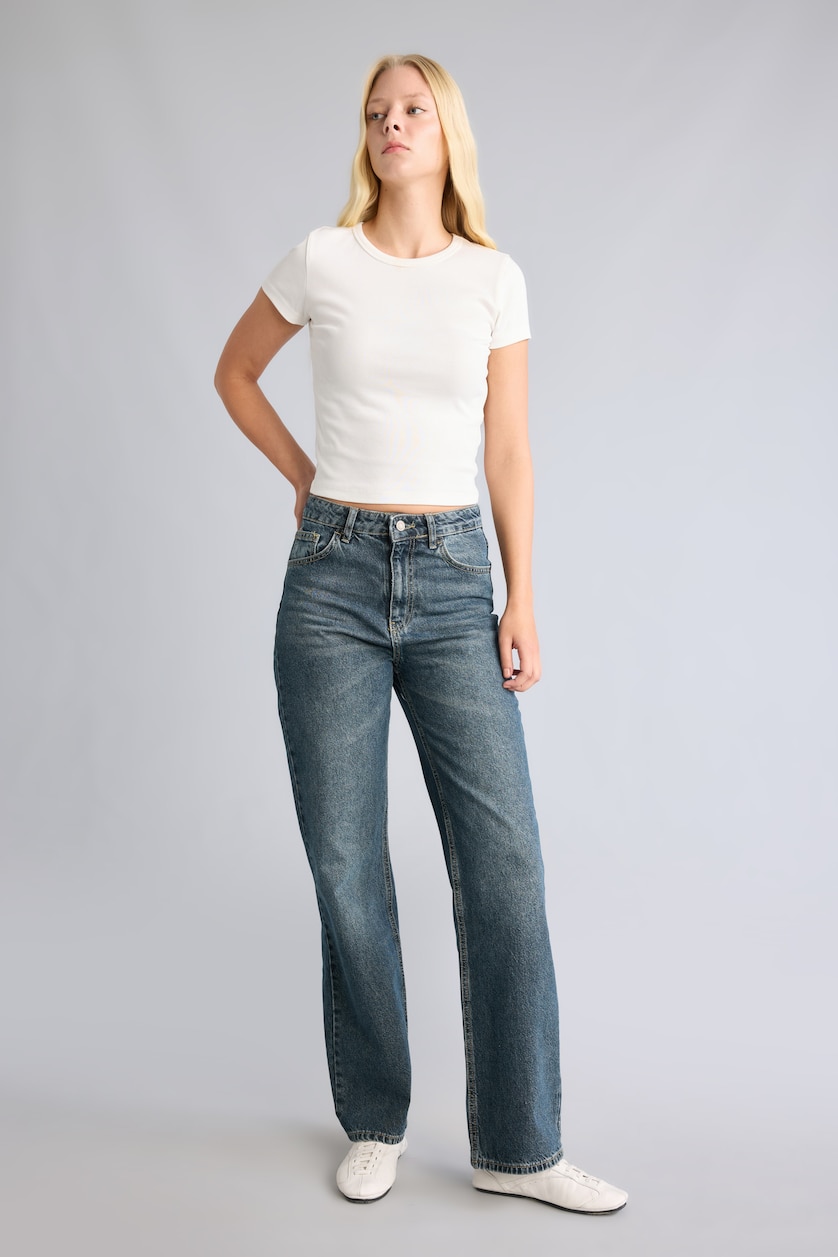 Women Blue High Waist Trousers