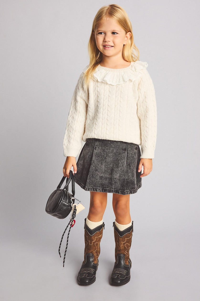 طفلة صغيرة أنثرا Baby Girl Elastic Waist Denim Skort