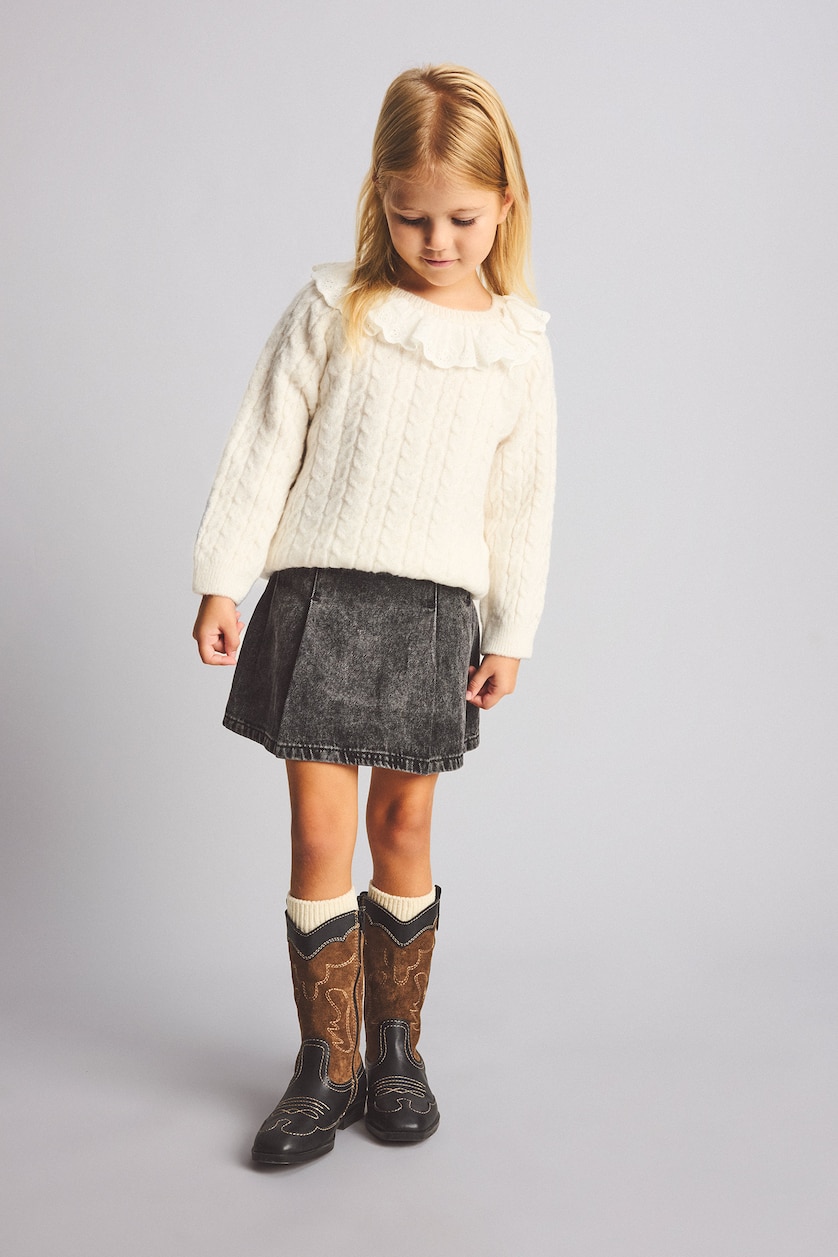 طفلة صغيرة أنثرا Baby Girl Elastic Waist Denim Skort