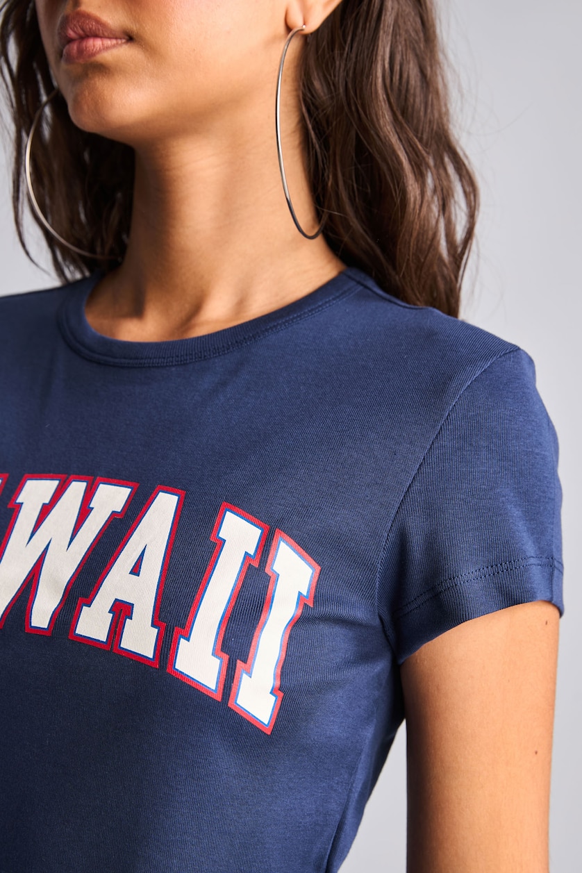 Woman NAVY Slim Fit Ribana Short Sleeve T-Shirt