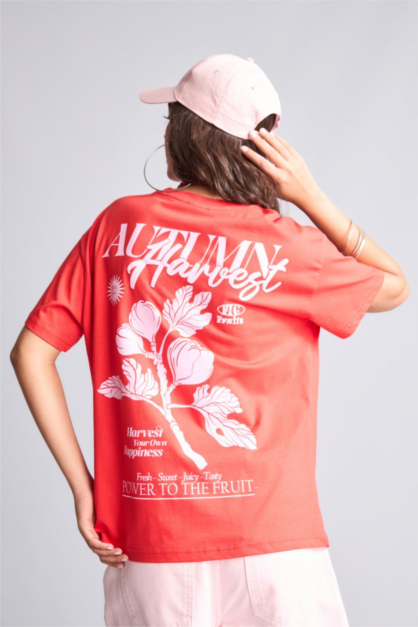 WOMAN Red Oversize Fit Ribana Short Sleeve T-Shirt
