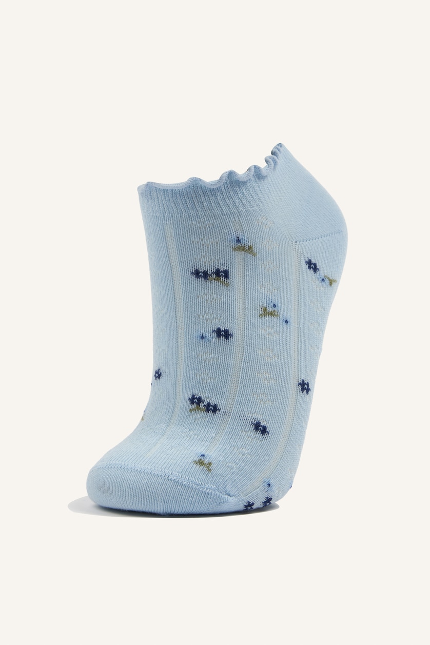 Kız Çocuk - Genç Kız Karma Çiçek Nakışlı 5'li Patik Çorap Kız Çocuk