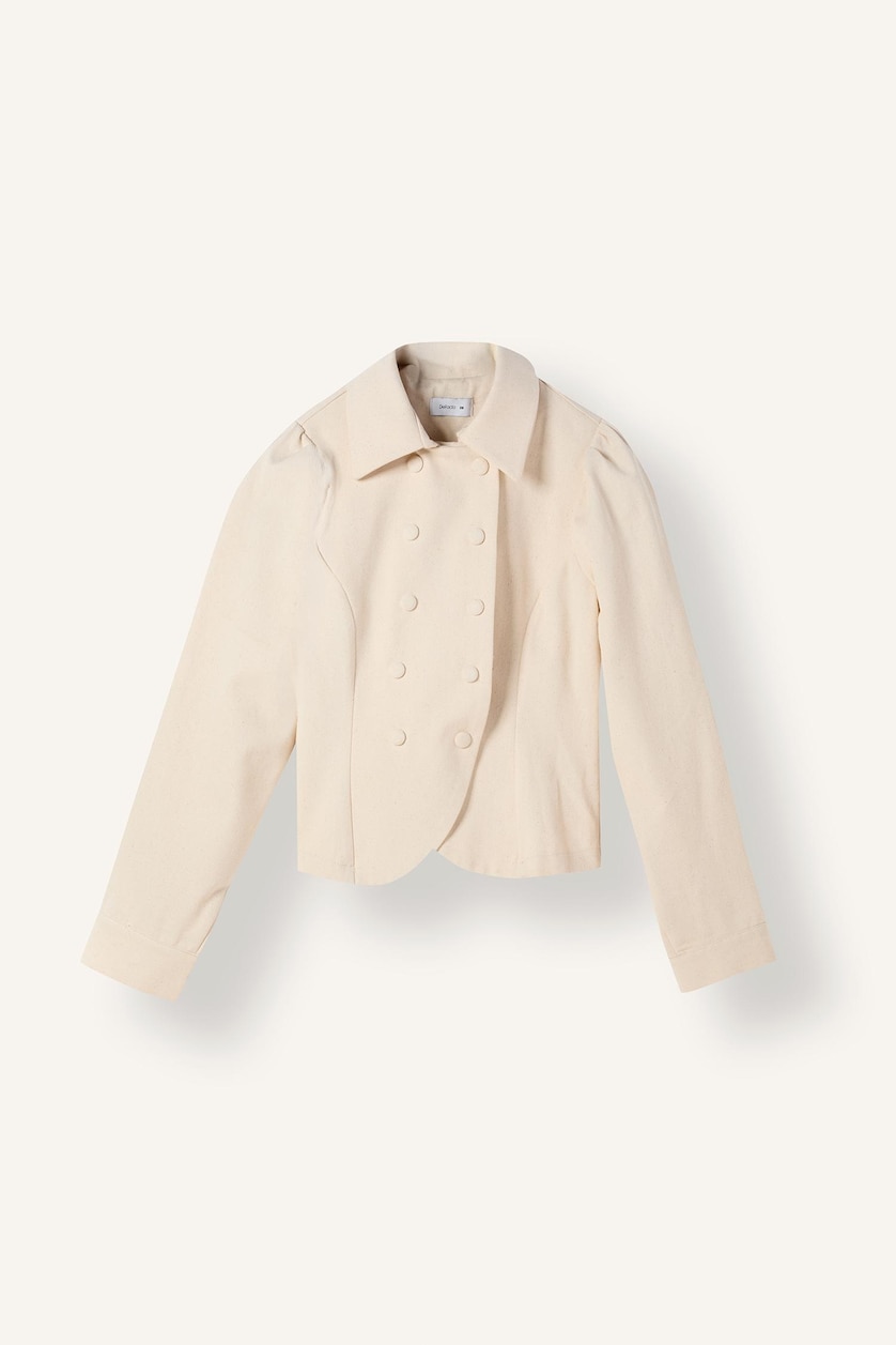 Kadın Doğal Açık Bej Fıtted Gabardin Ceket