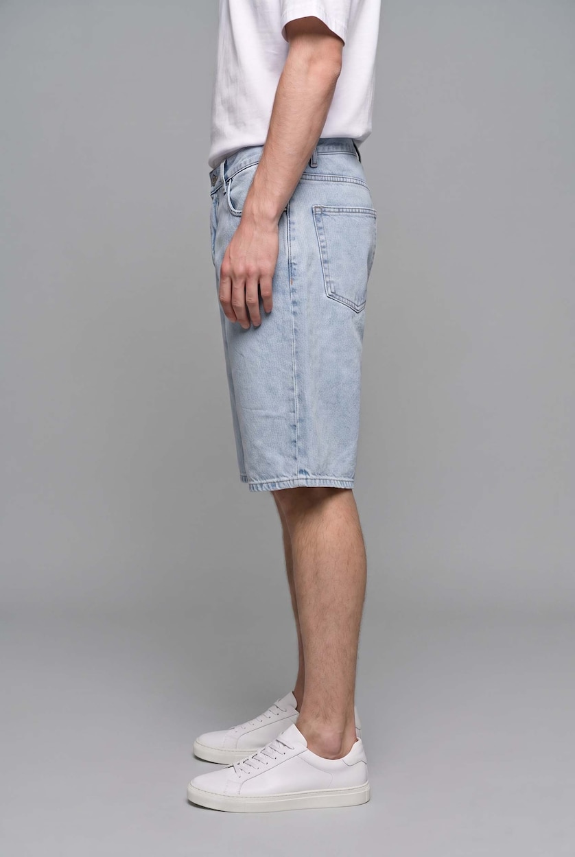 MAN Light Blue Baggy Fit Denim Bermuda Shorts