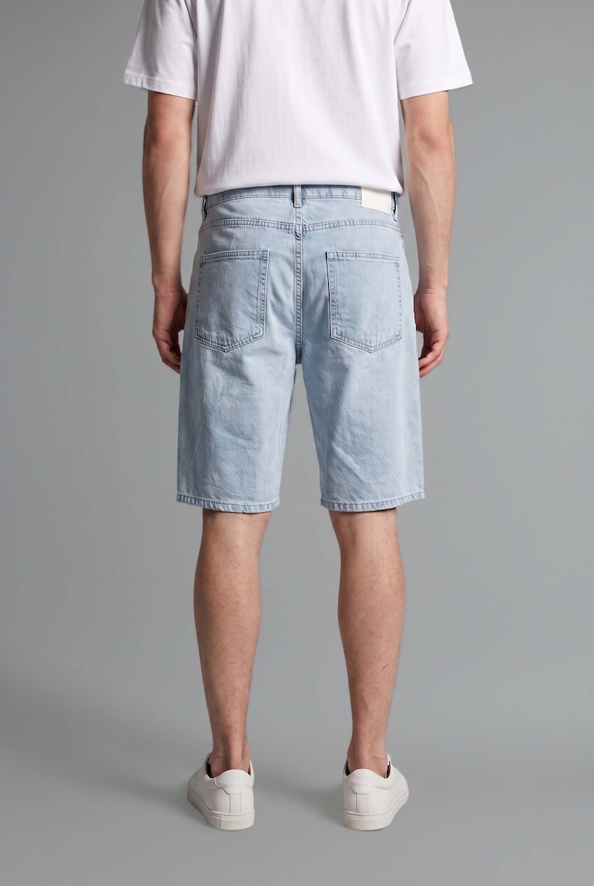 MAN Light Blue Baggy Fit Denim Bermuda Shorts