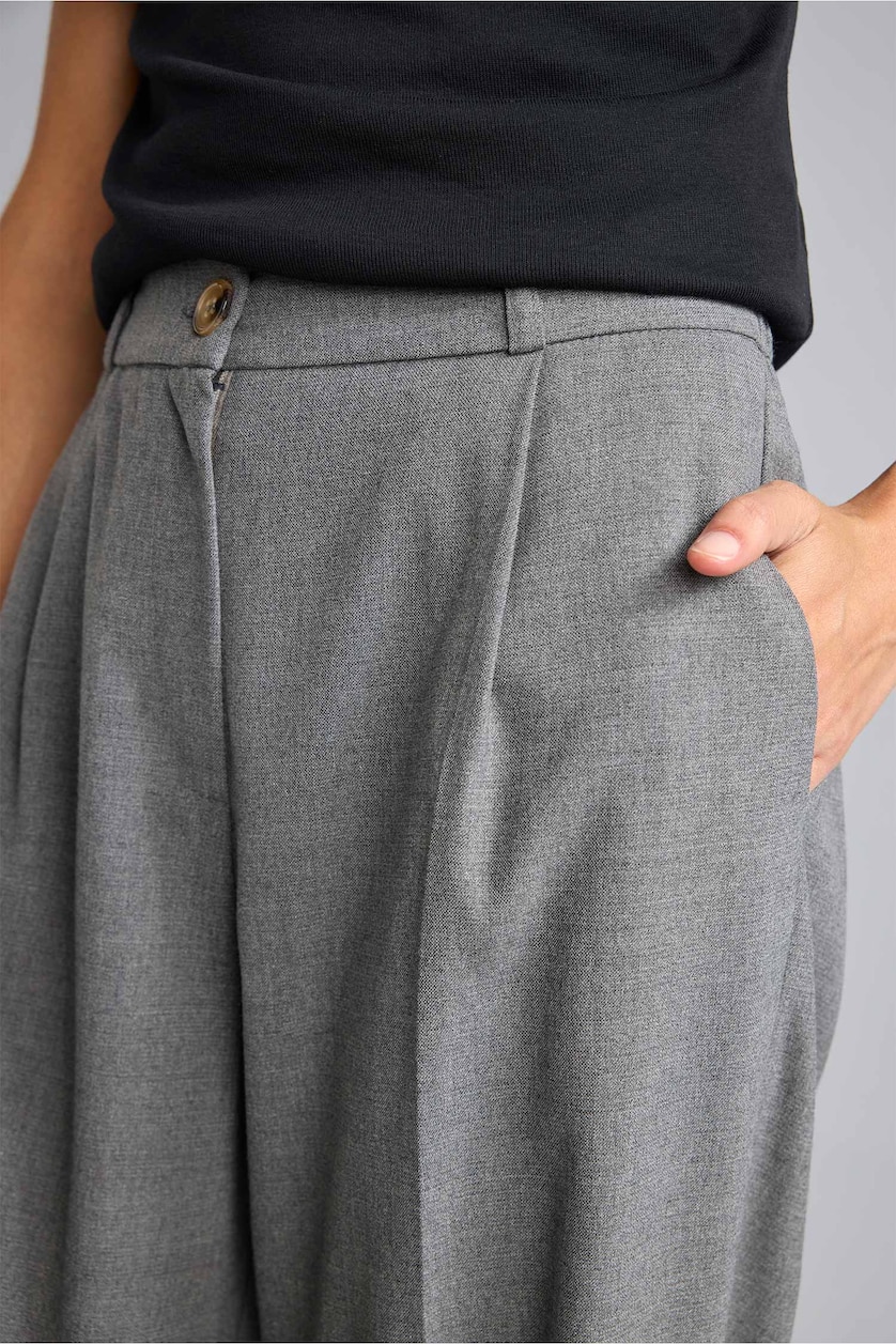 WOMAN Anthracite Straight Fit Pleated Trousers