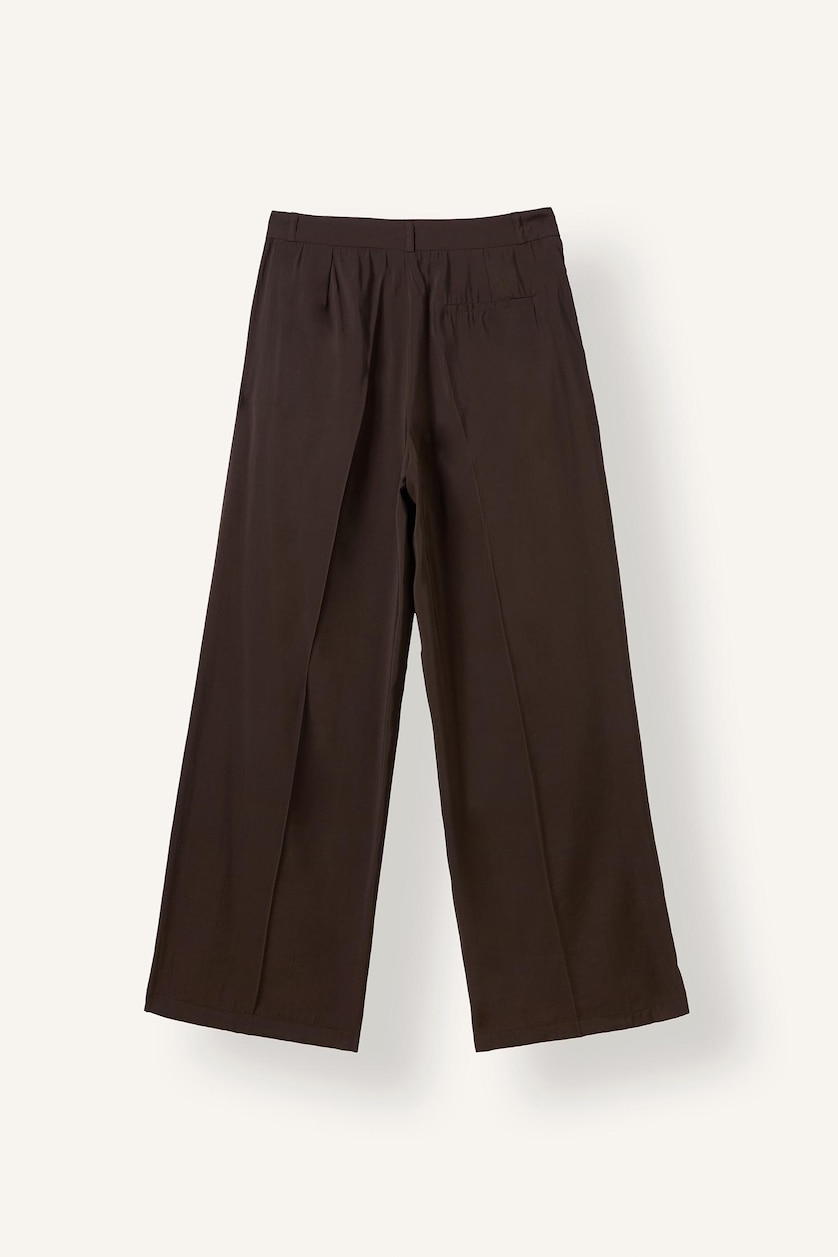 Woman Brown High Waist Wide Leg Trousers