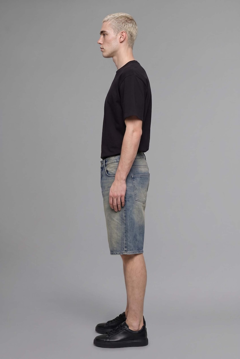 MAN Blue Baggy Fit Denim Bermuda Shorts
