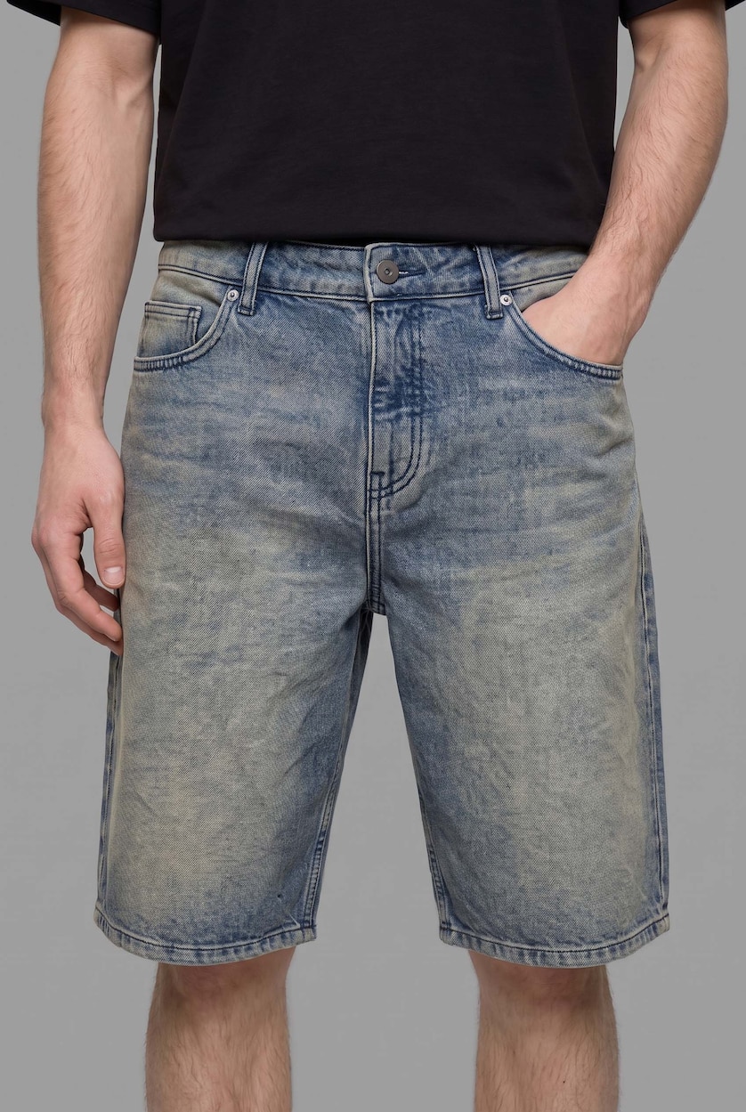 MAN Blue Baggy Fit Denim Bermuda Shorts