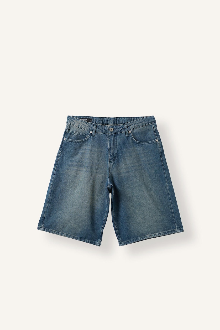 MAN Blue Baggy Fit Denim Bermuda Shorts