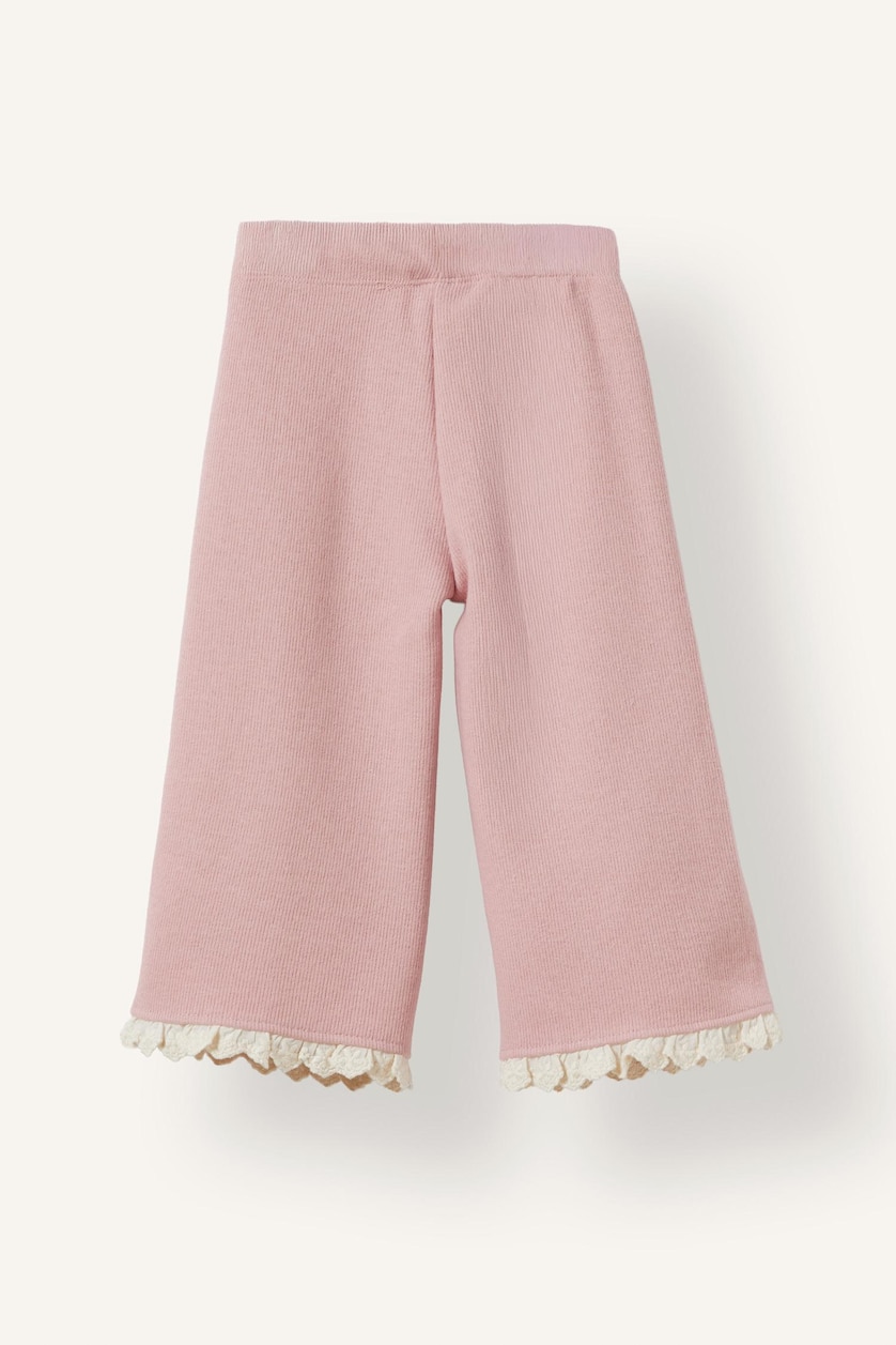 طفلة صغيرة وردي Baby Girl Wide Leg Floral Elastic Waist Sweatpants