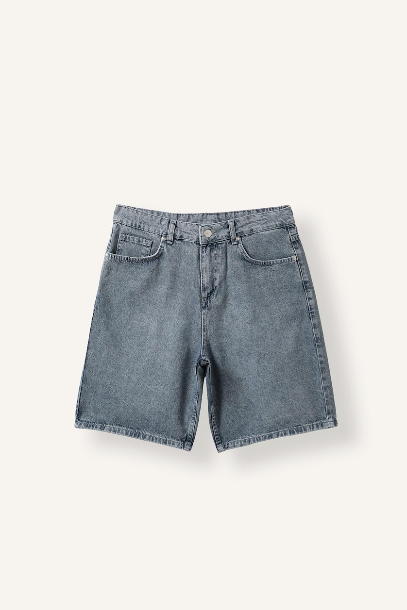 MAN Blue Grey Straight Fit Shorts