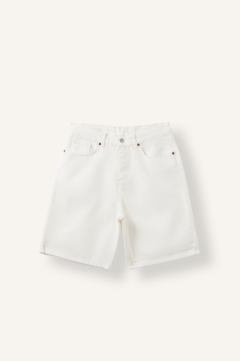Erkek Beyaz Straıght Fit Denim Şort