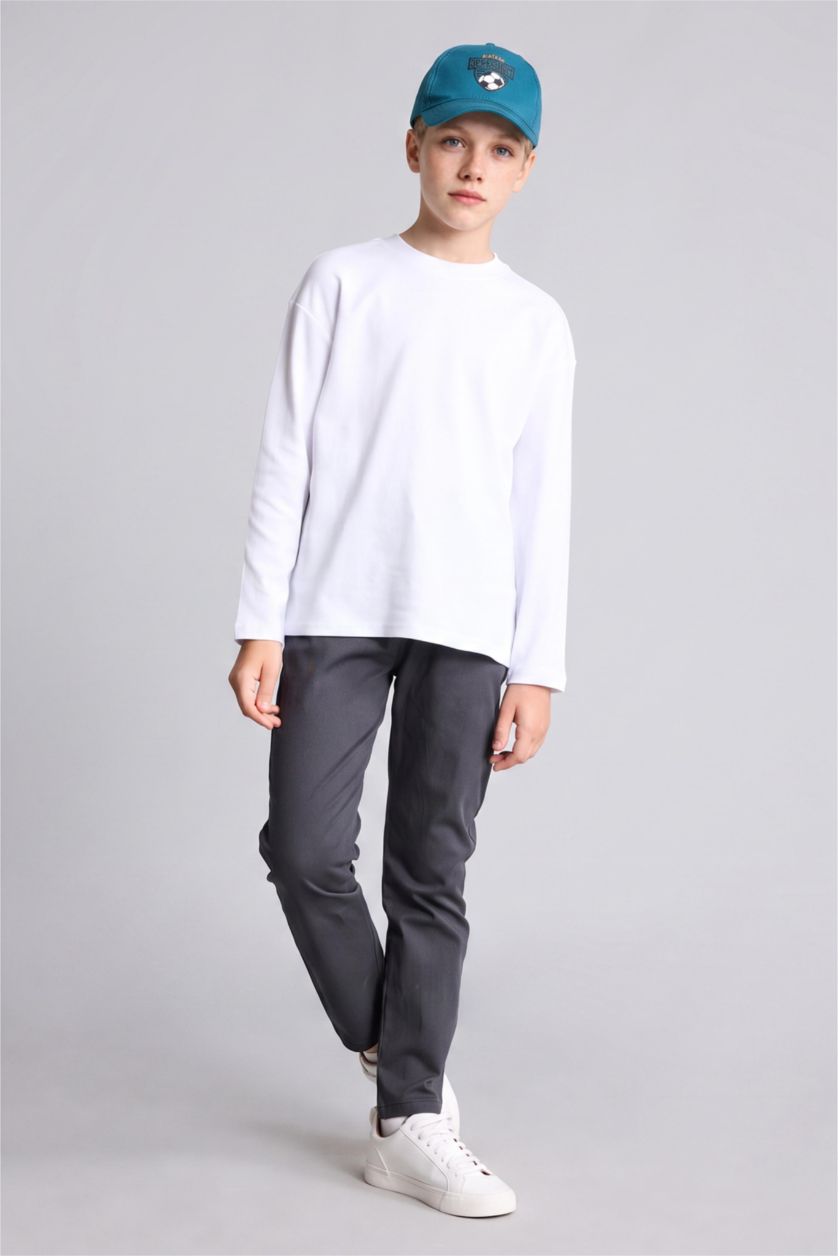 Young Boys - Teen Boys White Oversize Fit Long Sleeve T-Shirt