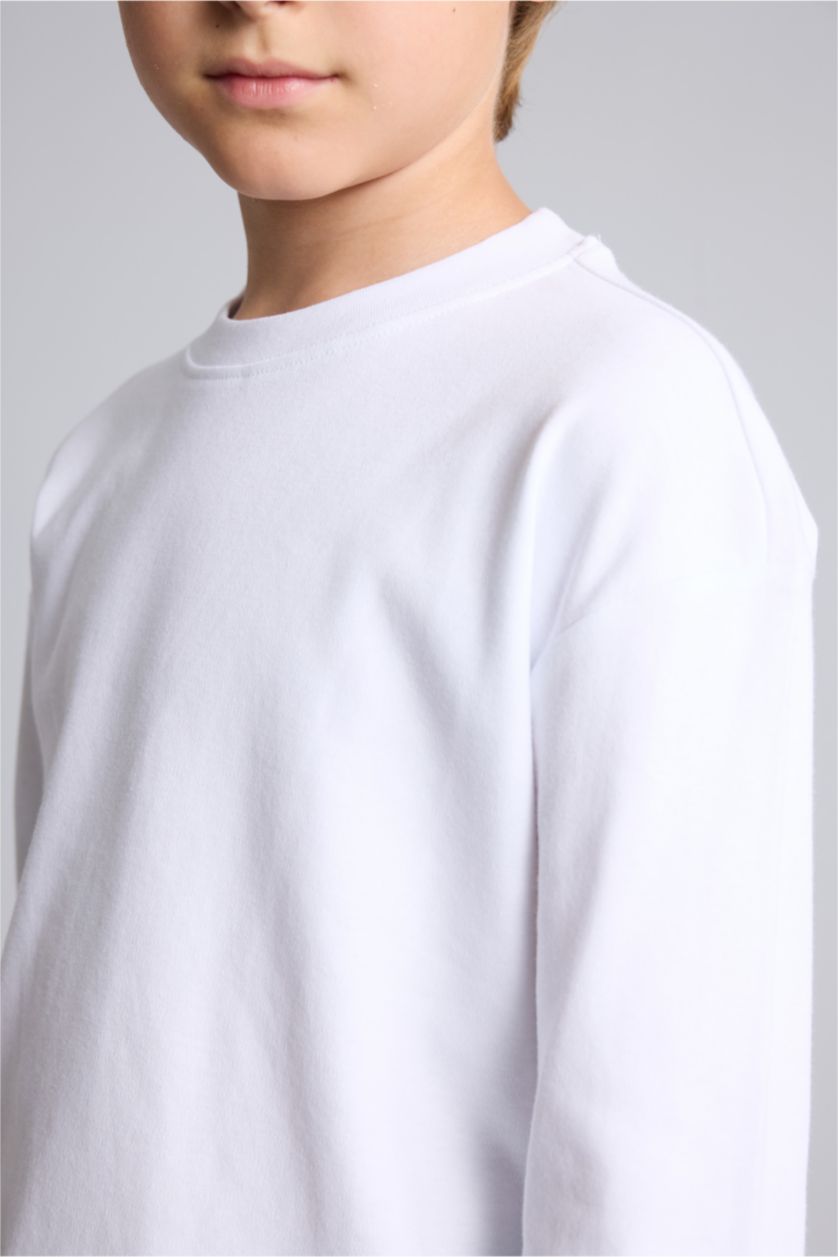 Young Boys - Teen Boys White Oversize Fit Long Sleeve T-Shirt