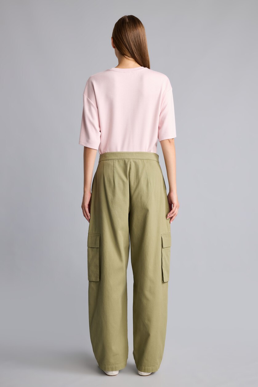 Woman Khaki Cargo Fit Trousers