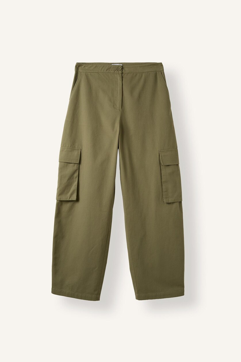 Woman Khaki Cargo Fit Trousers