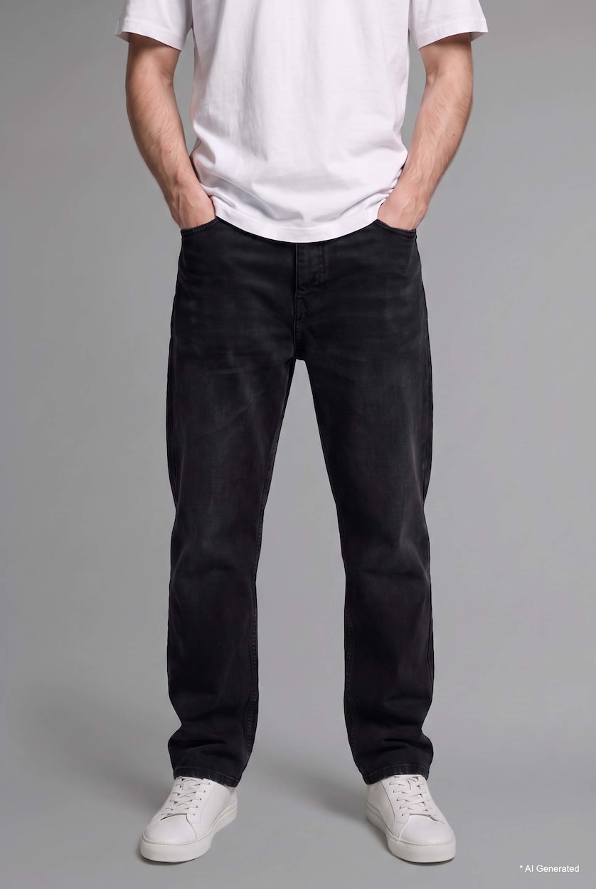 MAN Anthracite 100% Cotton Baggy Fit Jeans