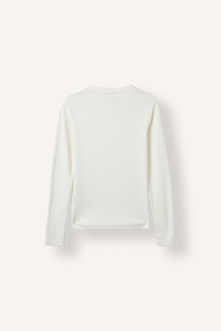 WOMAN Ecru Slim Fit Basic Camisole Long Sleeve T-Shirt