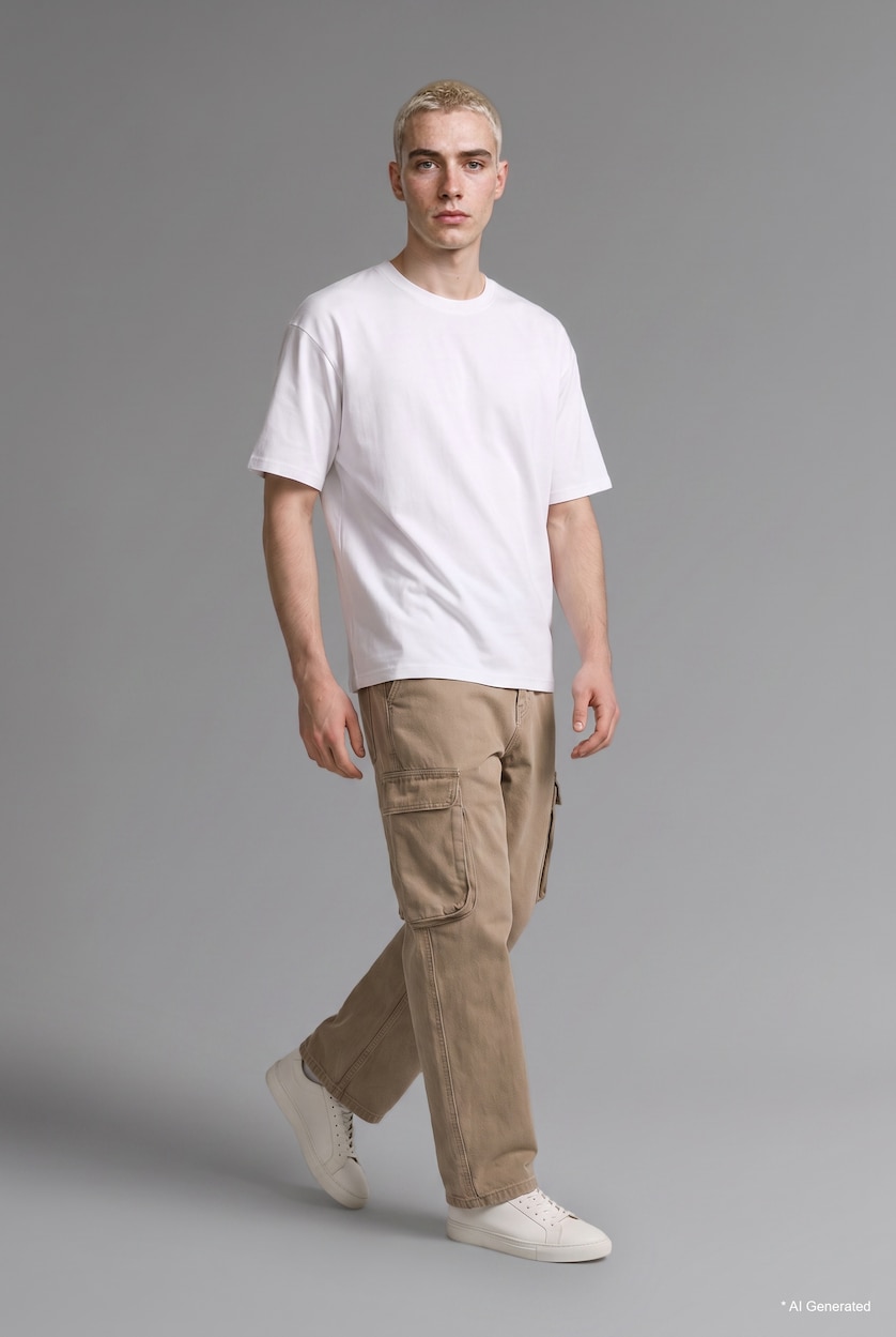 Men Teak Super Baggy Fit High Waist Wide Leg Jeans