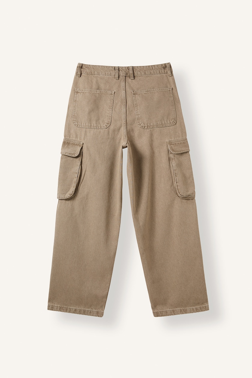 Erkek Meşe Yeşili Super Baggy Fit Kargo Cepli Jean Pantolon