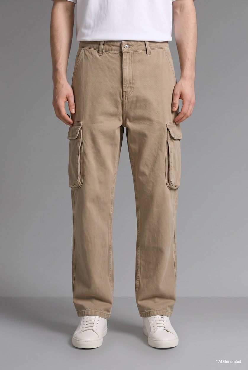 Men Teak Super Baggy Fit High Waist Wide Leg Jeans