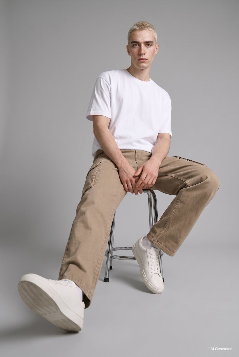 Men Teak Super Baggy Fit High Waist Wide Leg Jeans