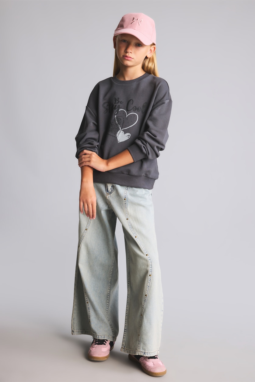 GIRLS & TEENS Light Green Girl Barrel Fit Wide Leg Jeans