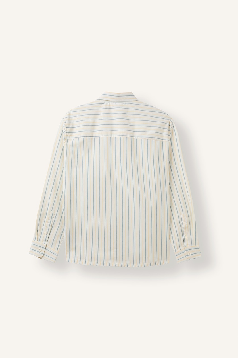 Men Ecru Boxy Fit Cotton Long Sleeve Shirt