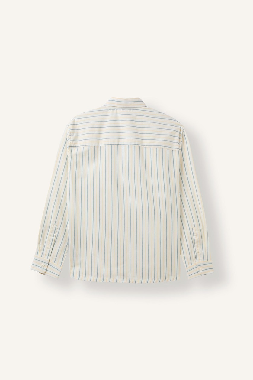 HOMME Écru Chemise boxy rayée en coton à manches longues