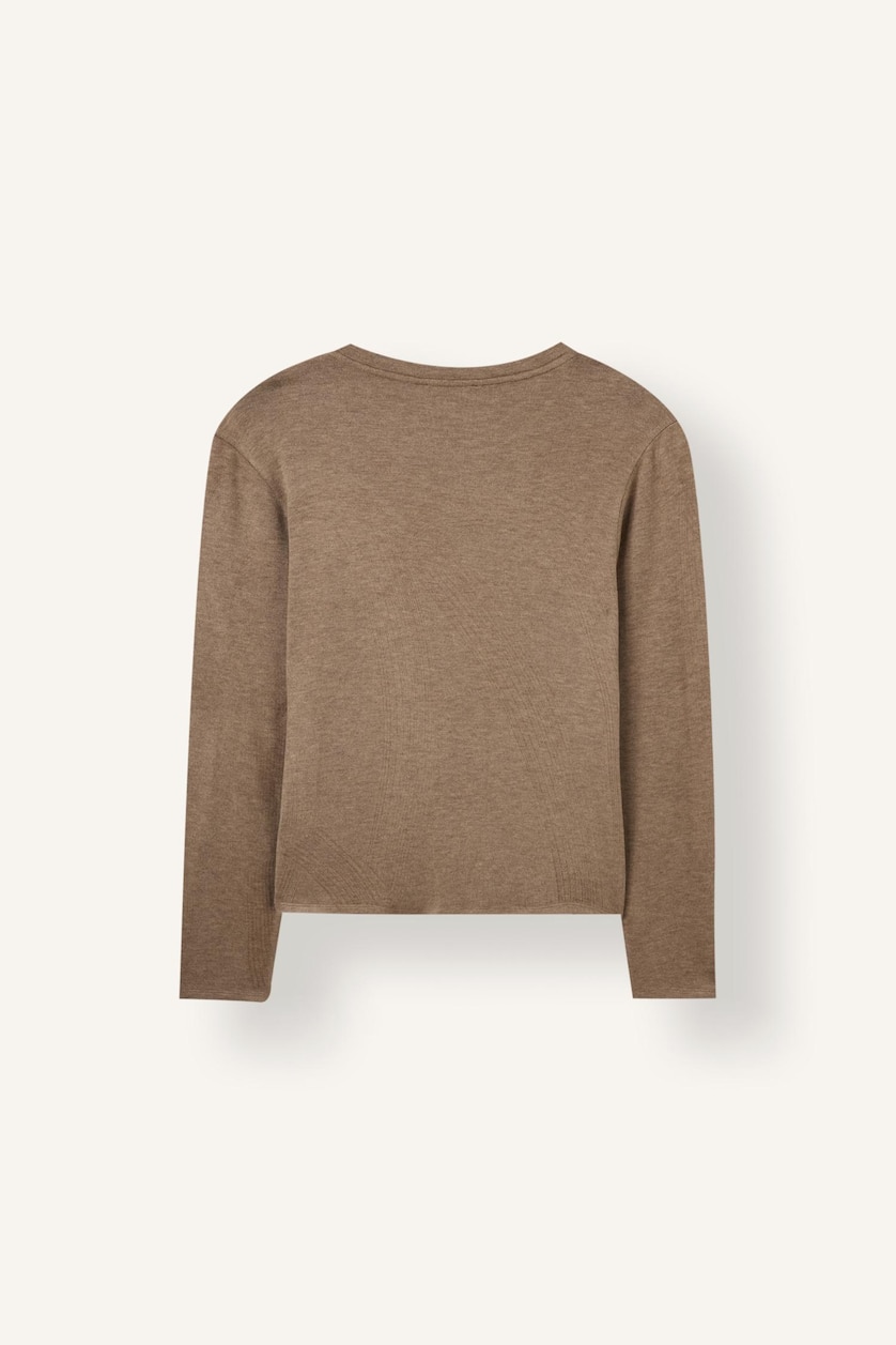 Kadın Vizon Melanj Relaxed Fit Büzgü Detaylı Basic Tişört