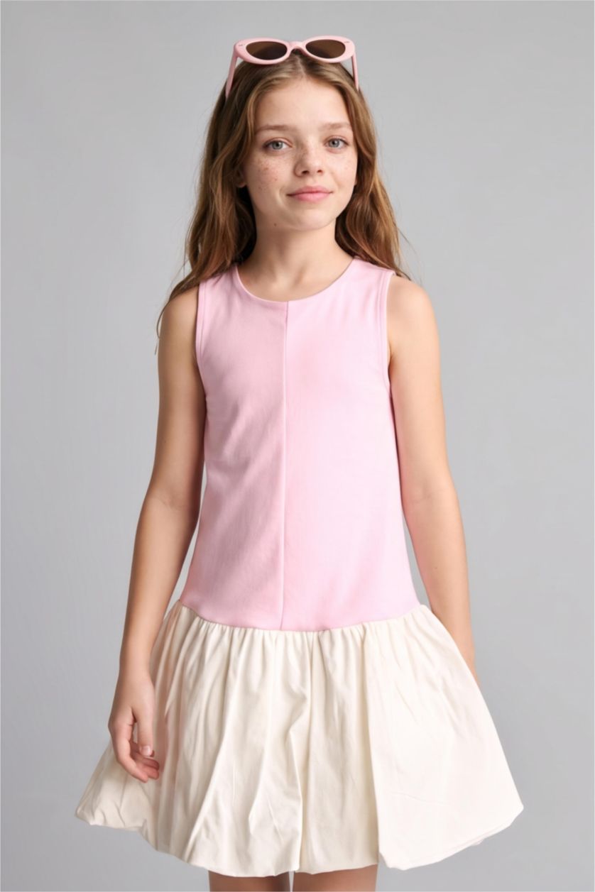 Girls & Teens Pink فستان بناتي محبوك بالون فيت
