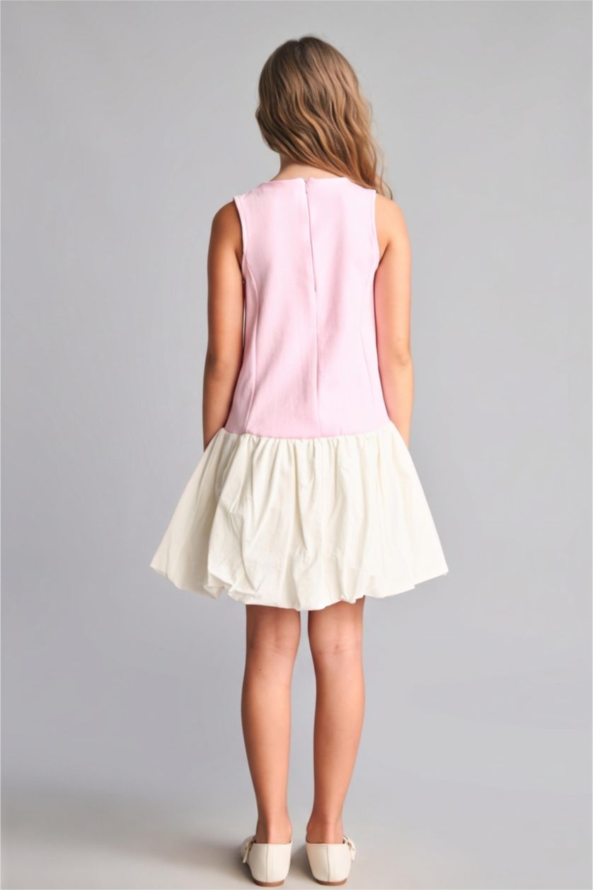 Girls & Teens Pink فستان بناتي محبوك بالون فيت