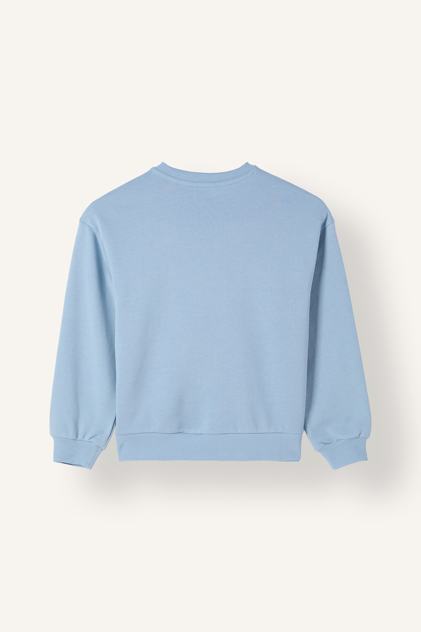 Kız Çocuk - Genç Kız Açık Mavi Relaxed Fit Ayıcık Baskılı Sweatshirt Kız Çocuk