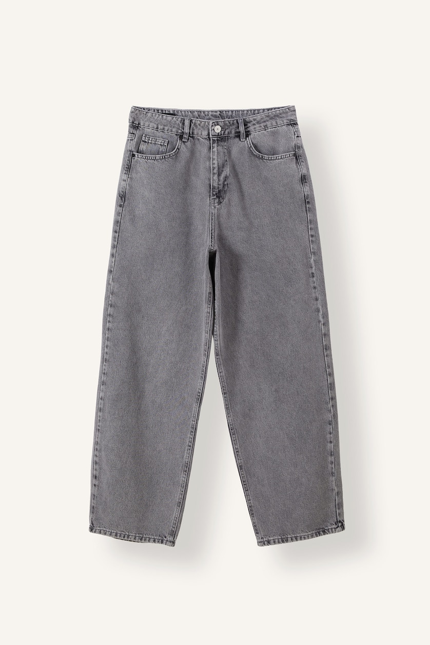 Erkek Açık Gri Super Baggy Jean Pantolon