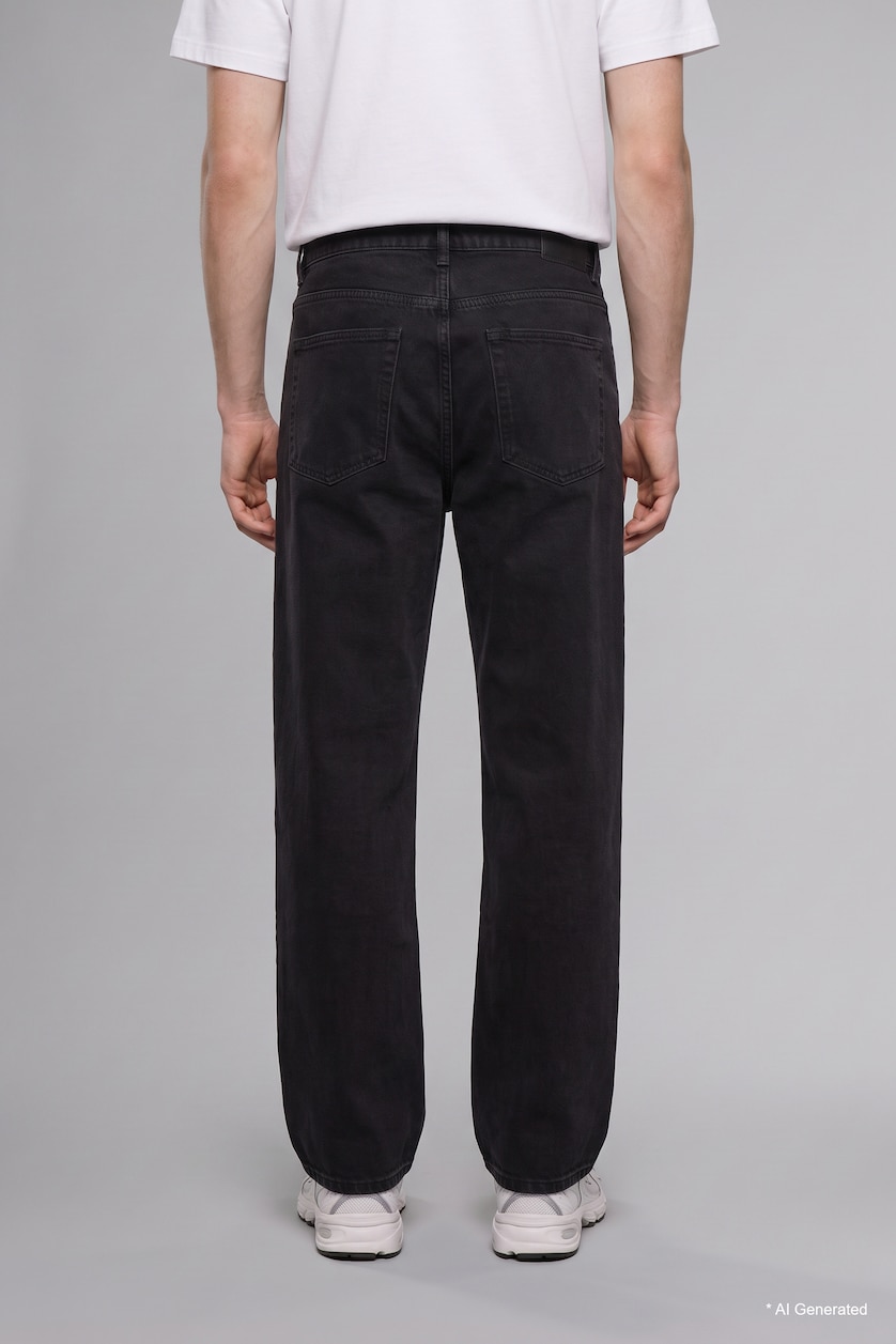 رجال أسود Super Baggy Fit High-Waisted Wide Leg Jeans