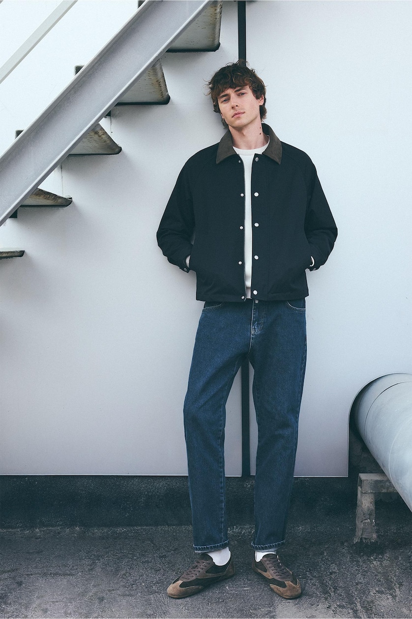 رجال رمادي أزرق Straight Fit Trousers