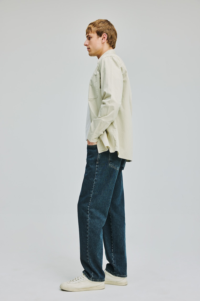 Erkek Mavi Gri Straight Fit Uzun Boy Jean Pantolon