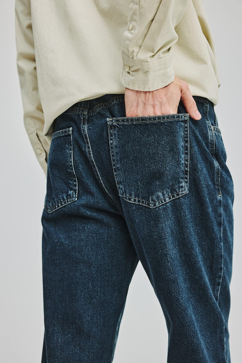 Erkek Mavi Gri Straight Fit Uzun Boy Jean Pantolon