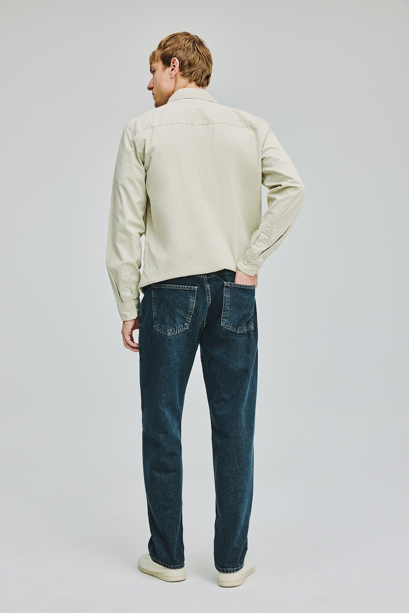 Erkek Mavi Gri Straight Fit Uzun Boy Jean Pantolon