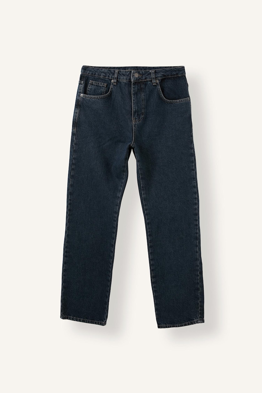 Erkek Mavi Gri Straight Fit Uzun Boy Jean Pantolon